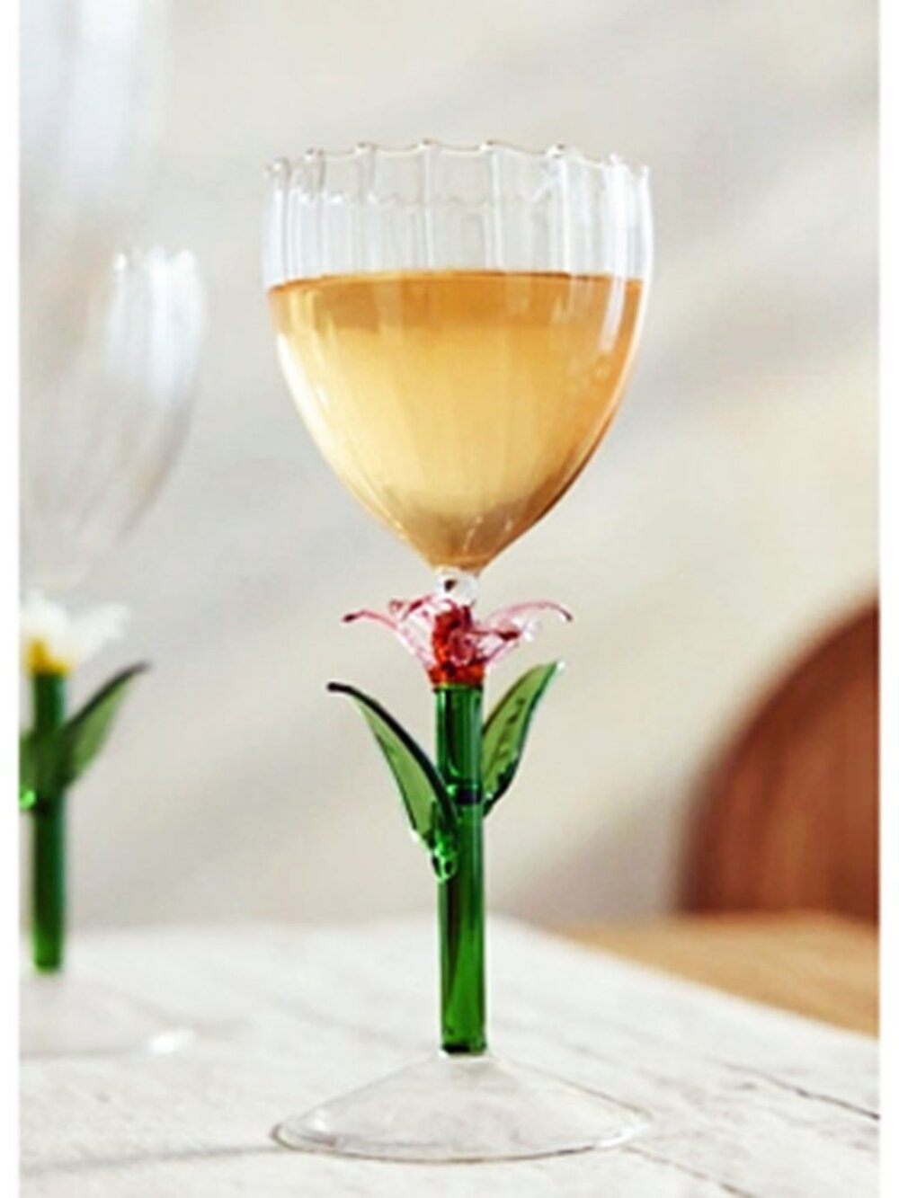 Two Anthropologie Wine Glasses - One Purple & One Pink - NIB!